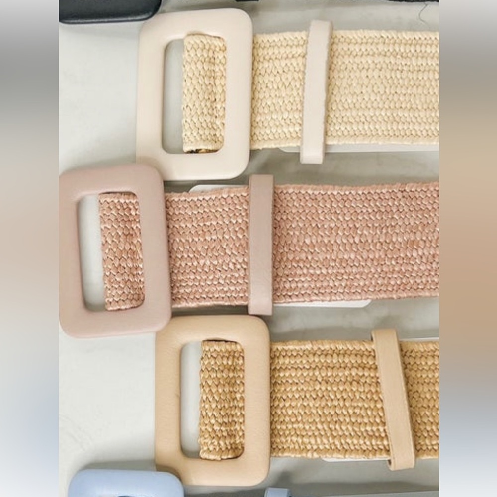 Neutral Woven Stretch Belt - Beige, Blush & Cream
